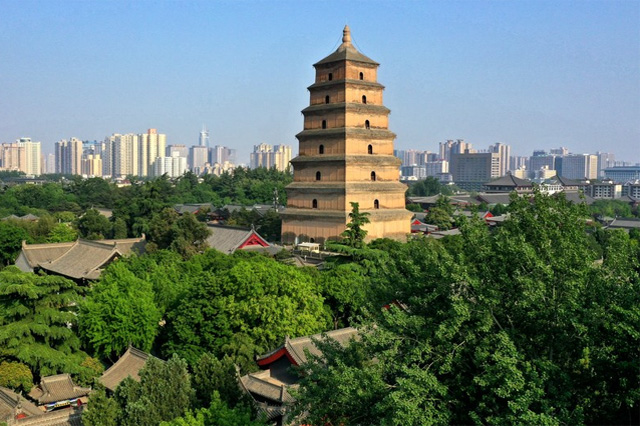 Zone panoramique de la grande pagode de l'oie sauvage de Xi'an-Datang Furong Garden